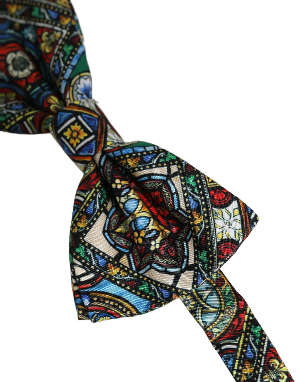 Dolce & gabbana homme papillon réglable multicolore avec motif vitrail inspiré des fenêtres colorées
