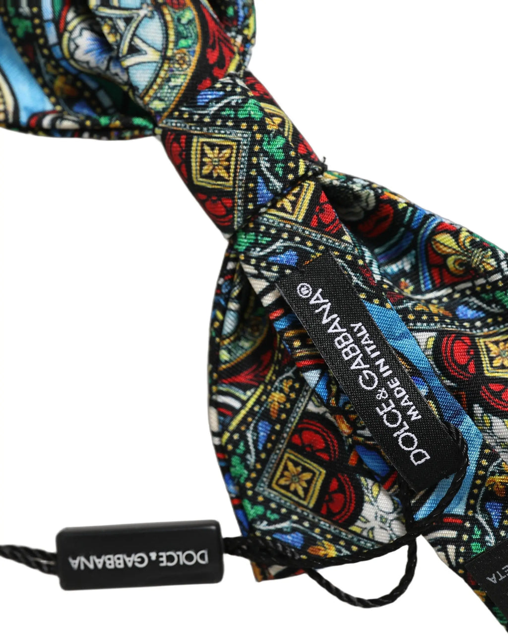 Cravate papillon dolce & gabbana pour homme en soie multicolore avec motif vitrail sicilien ajustable