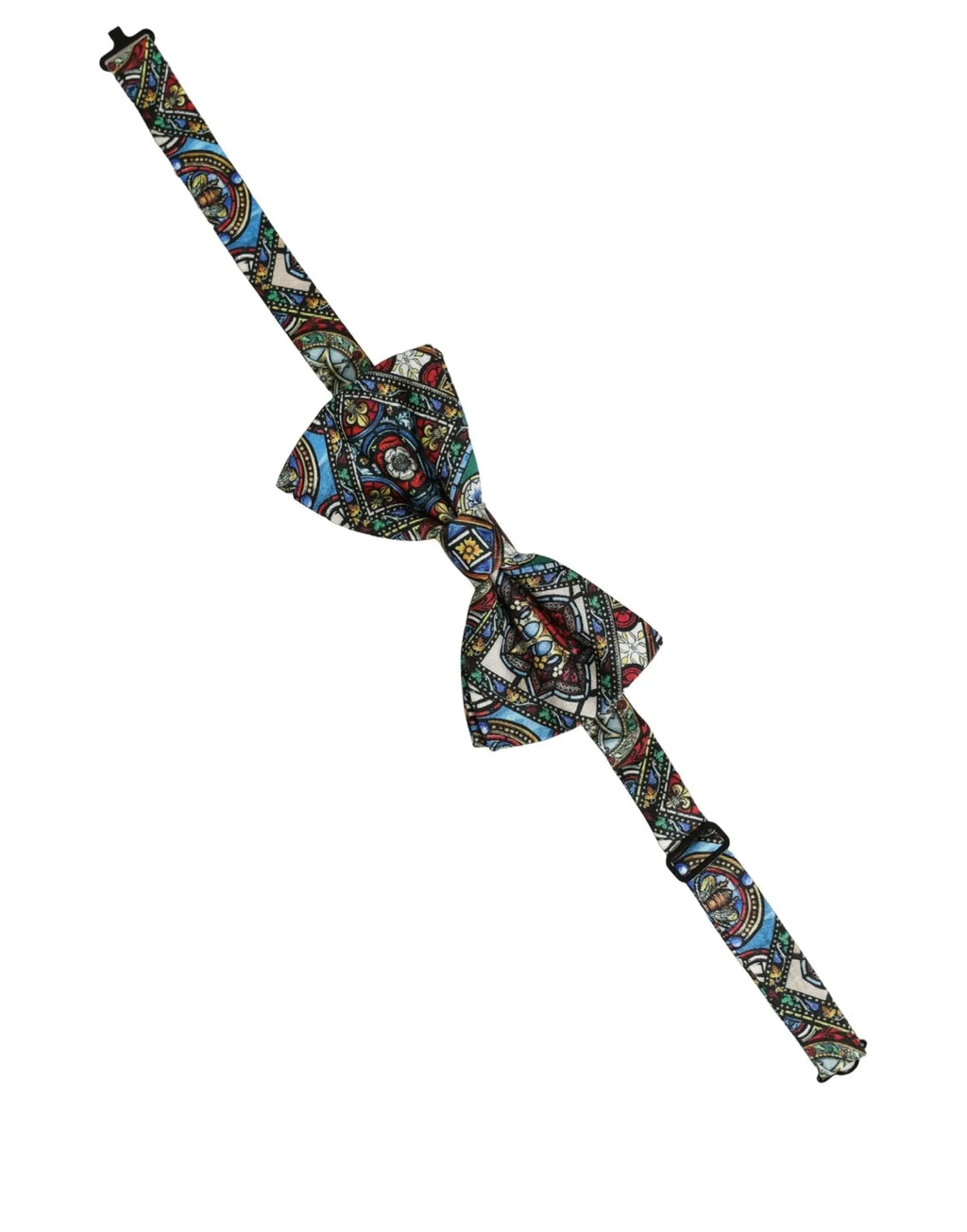 Dolce & gabbana men multicolor sicilian adjustable neck bow tie with vibrant paisley pattern in blue red green and gold silk