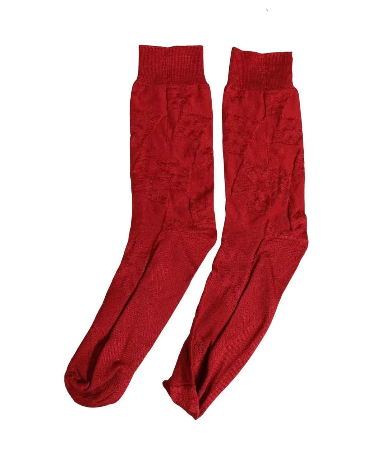 Une paire de chaussettes dolce & gabbana pour homme rouges en soie 100 %, tricotées avec bord côte