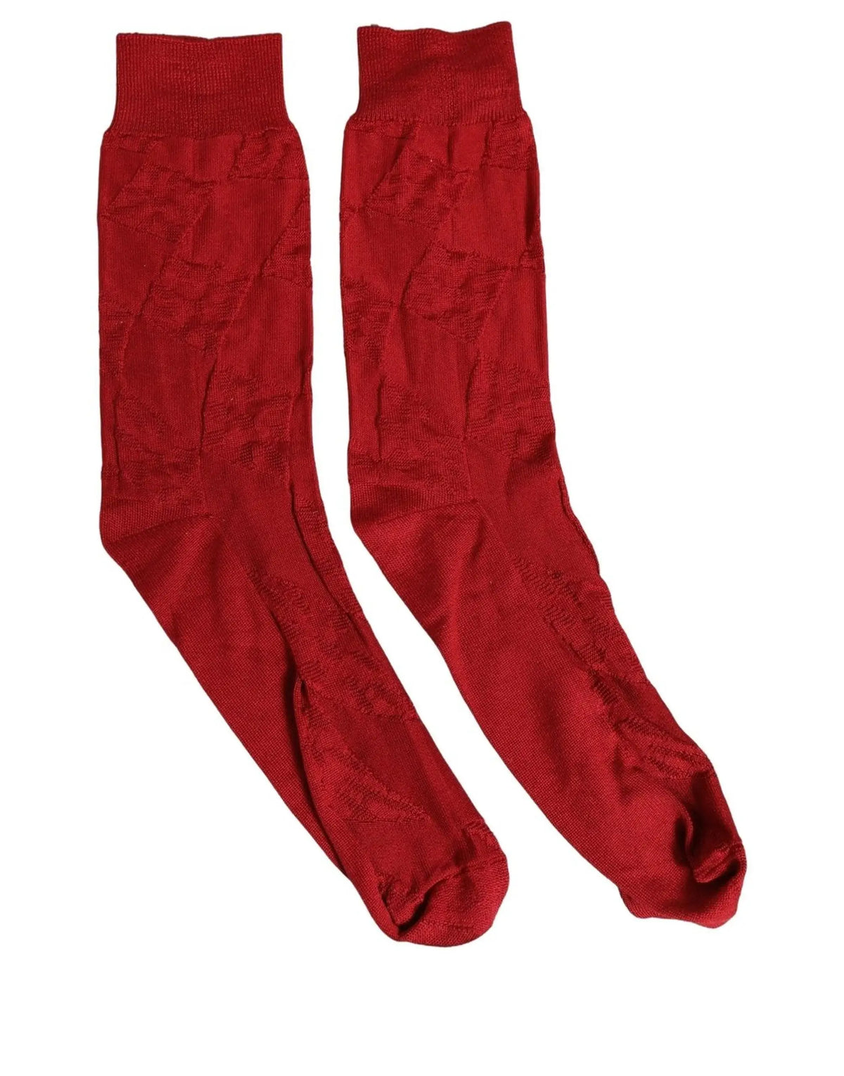 Une paire de chaussettes rouge vif mi-mollet pour homme dolce & gabbana en soie 100 avec motif texturé subtil