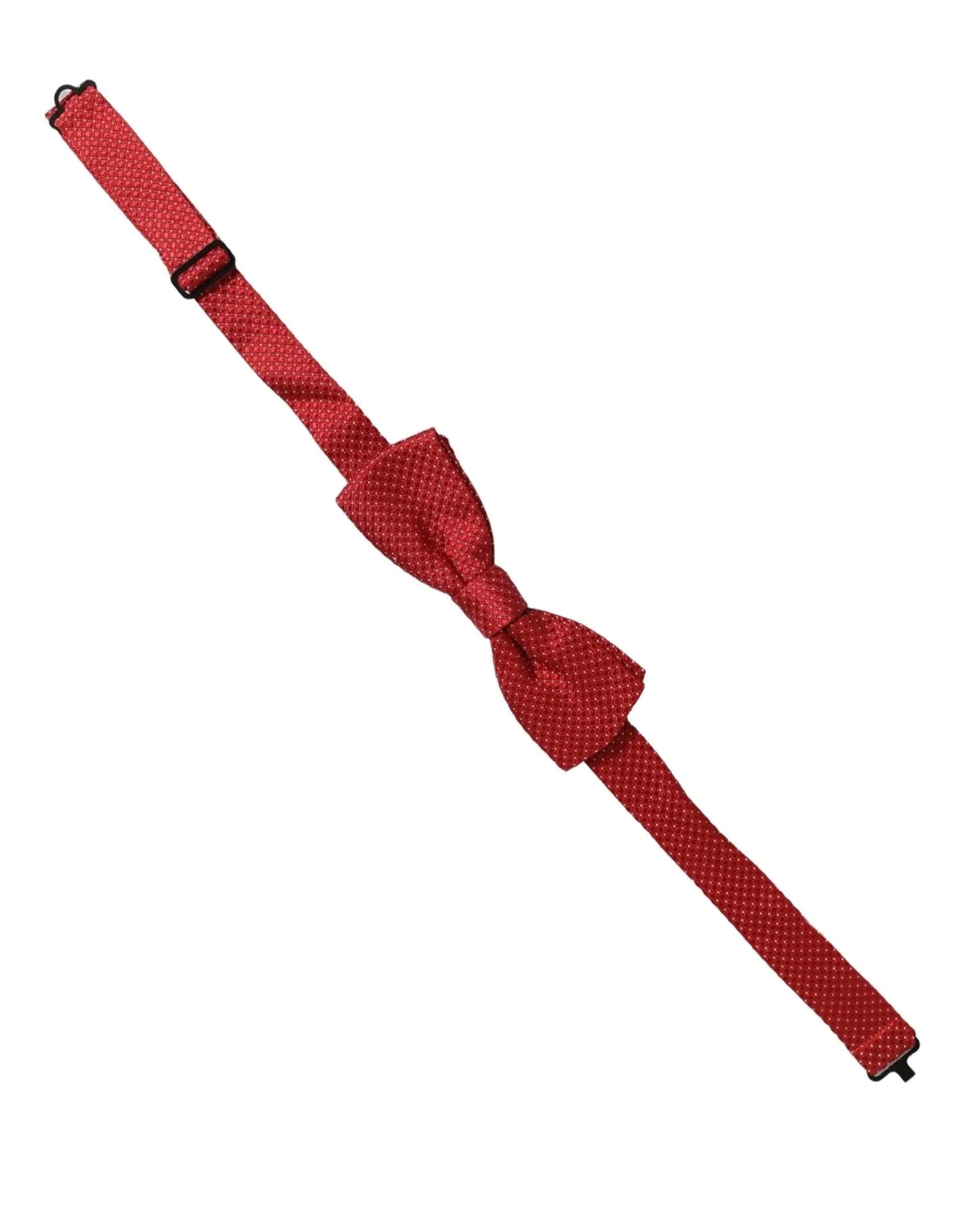 Dolce & gabbana homme noeud papillon papillon noué rouge à pois en soie avec sangle réglable et boucle plastique noire
