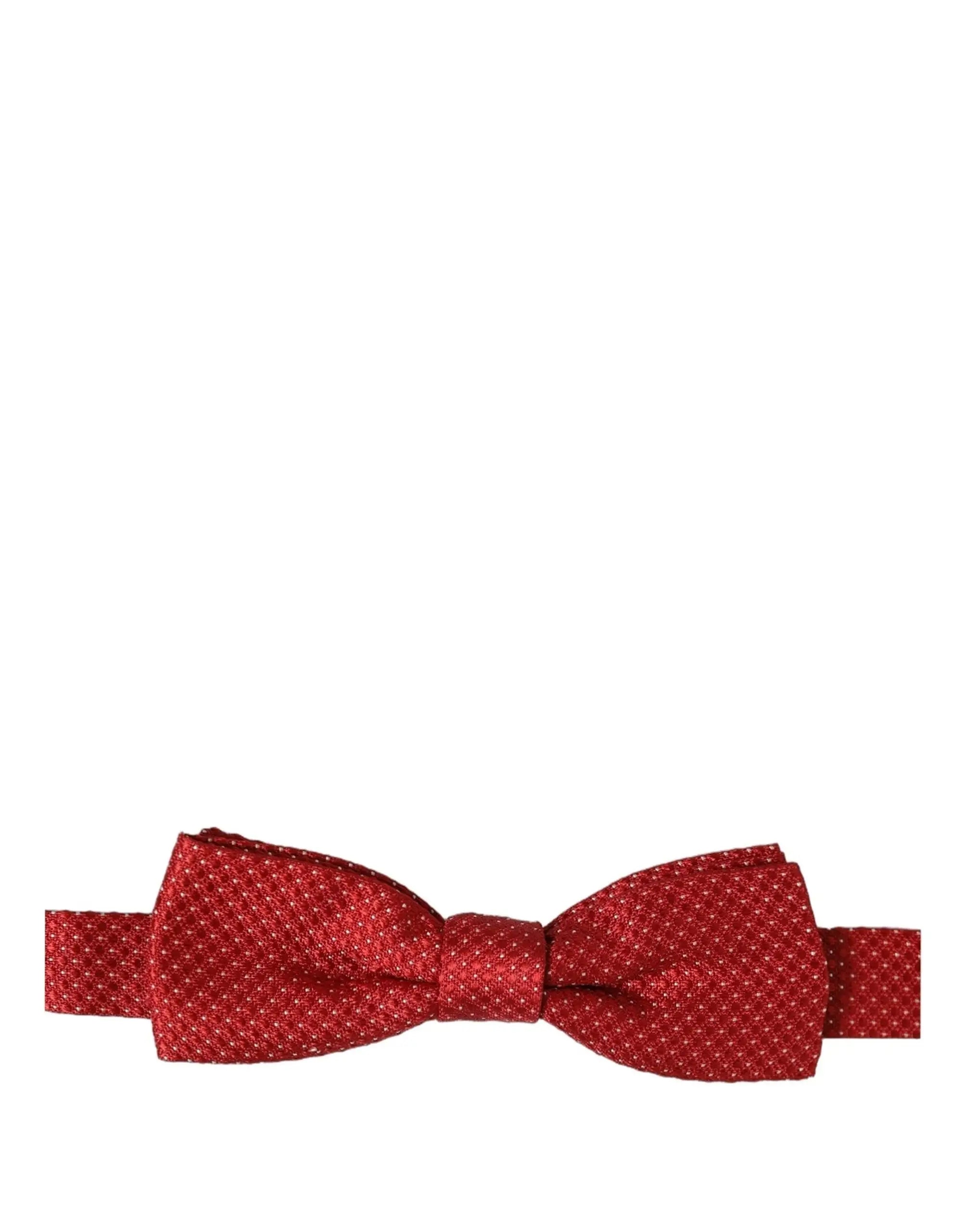 Dolce & gabbana homme noeud papillon rouge à pois en soie lisse avec tissu à motifs subtils ajustable