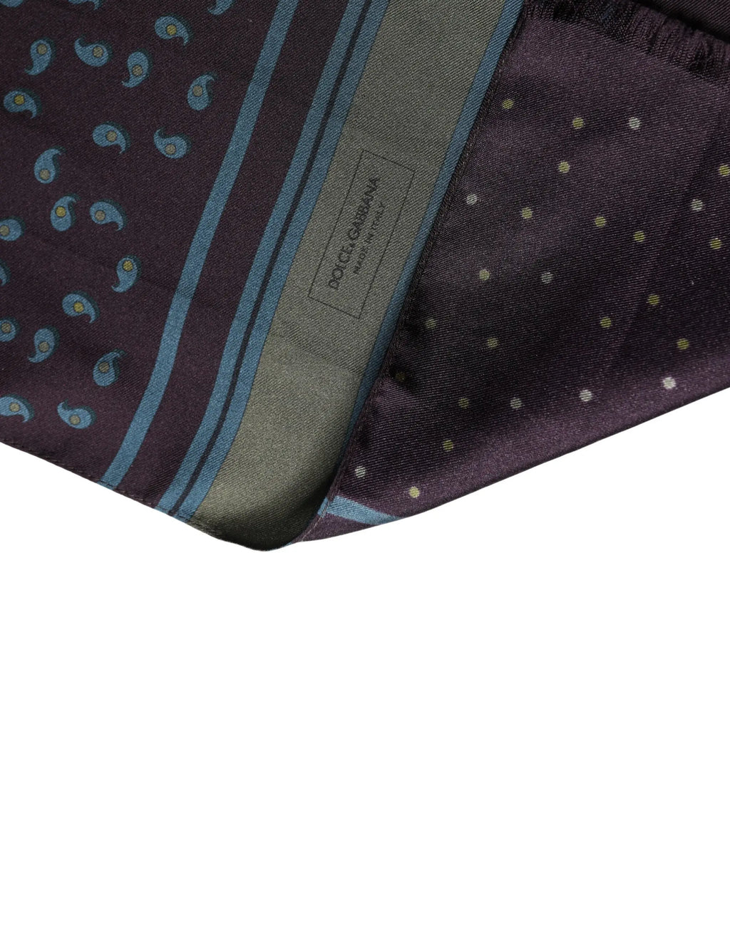 Foulard pour homme dolce & gabbana en soie maroon avec motif paisley en teal et vert olive de 132x33 cm