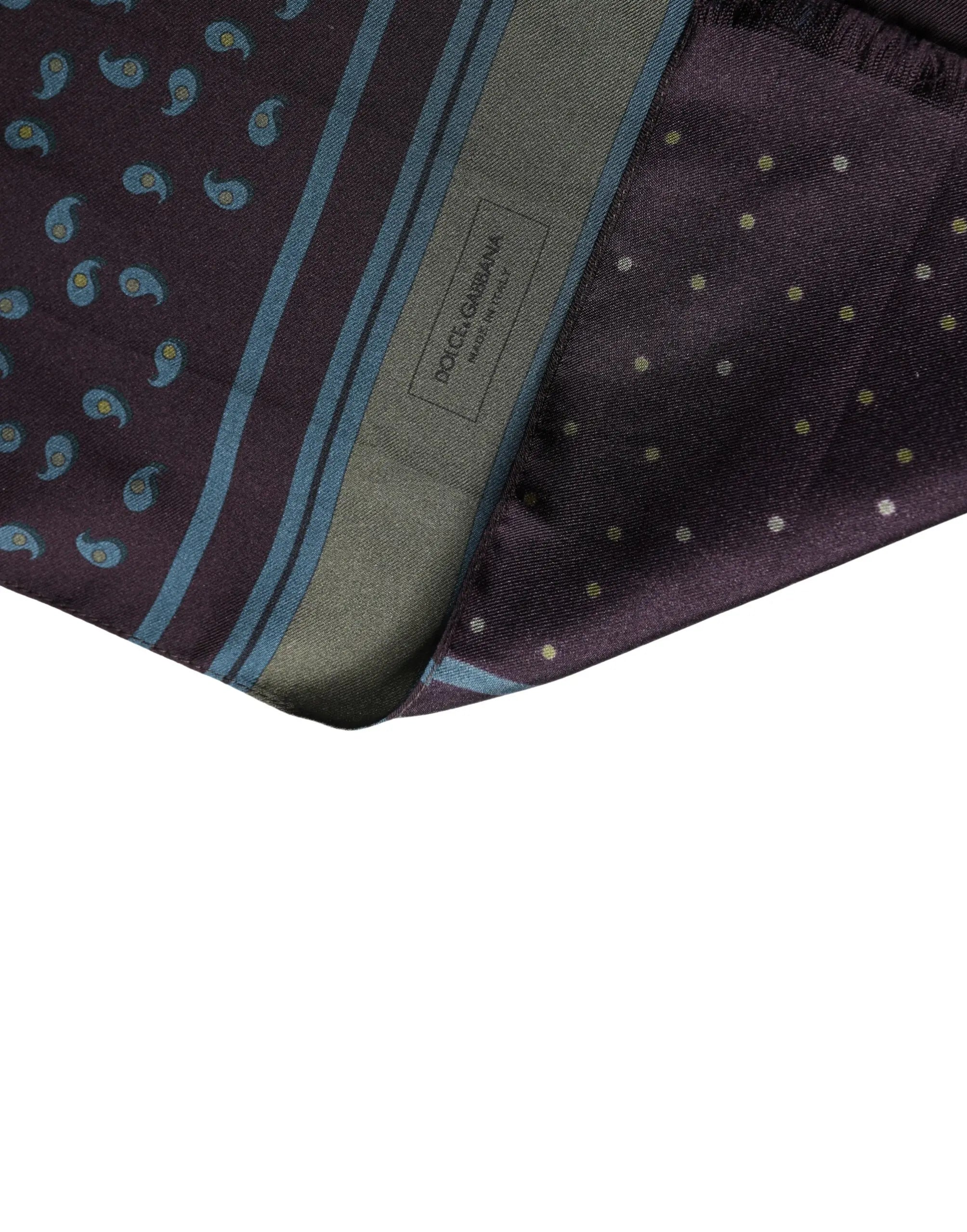 Foulard pour homme dolce & gabbana en soie maroon avec motif paisley en teal et vert olive de 132x33 cm