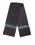 Écharpe dolce & gabbana homme en soie marron avec motif paisley gris foncé et rayures bleues et vert olive