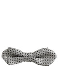 Noeud papillon homme dolce & gabbana argent avec pois noirs réglable en tissu texturé subtil