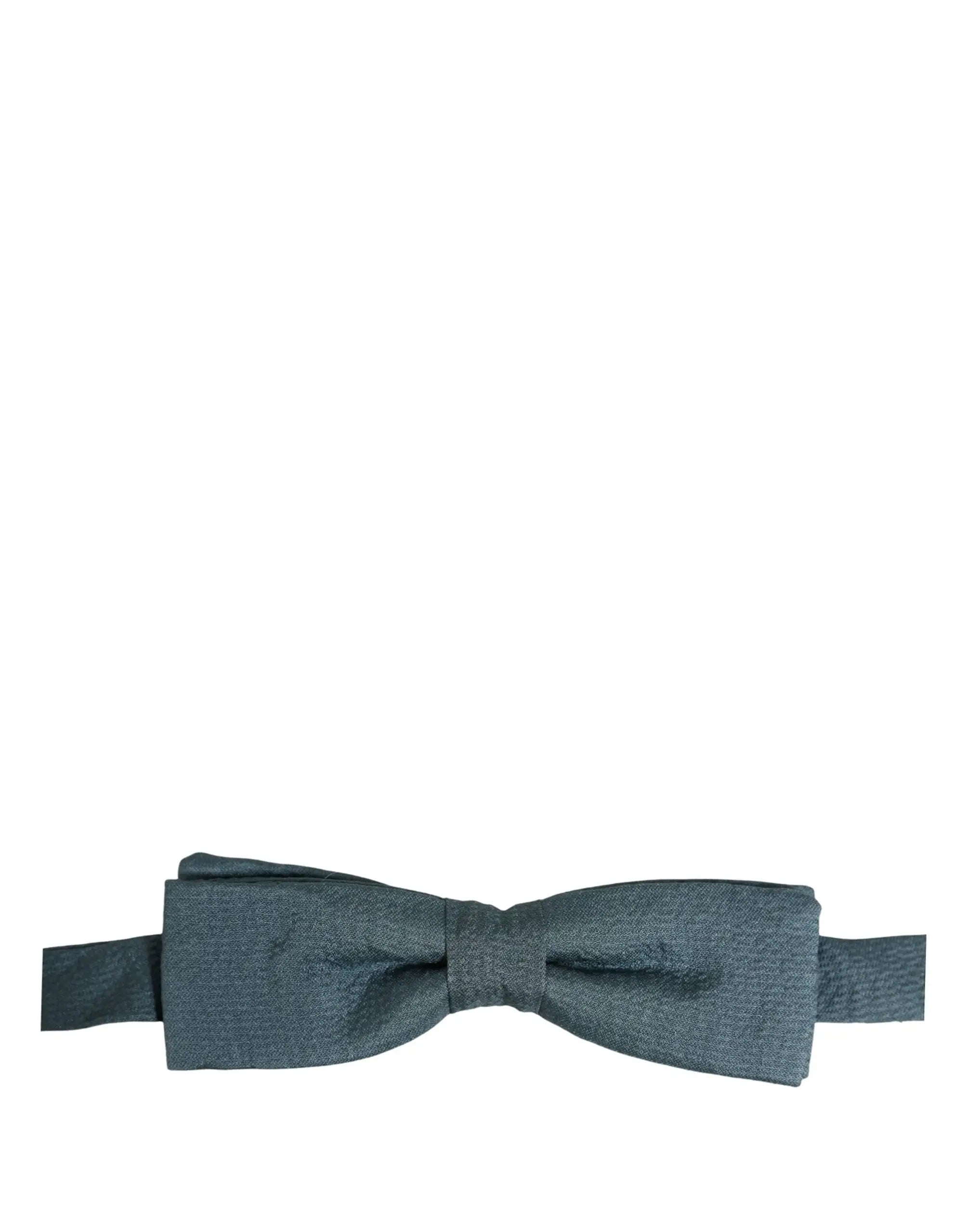 Un élégant nœud papillon dolce & gabbana homme gris acier en soie 100 pour cent avec tissage texturé subtil
