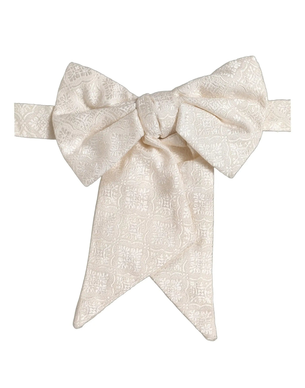 Cravate papillon ajustable pour homme dolce & gabbana en satin jacquard blanc ivoire avec motif damassé subtil