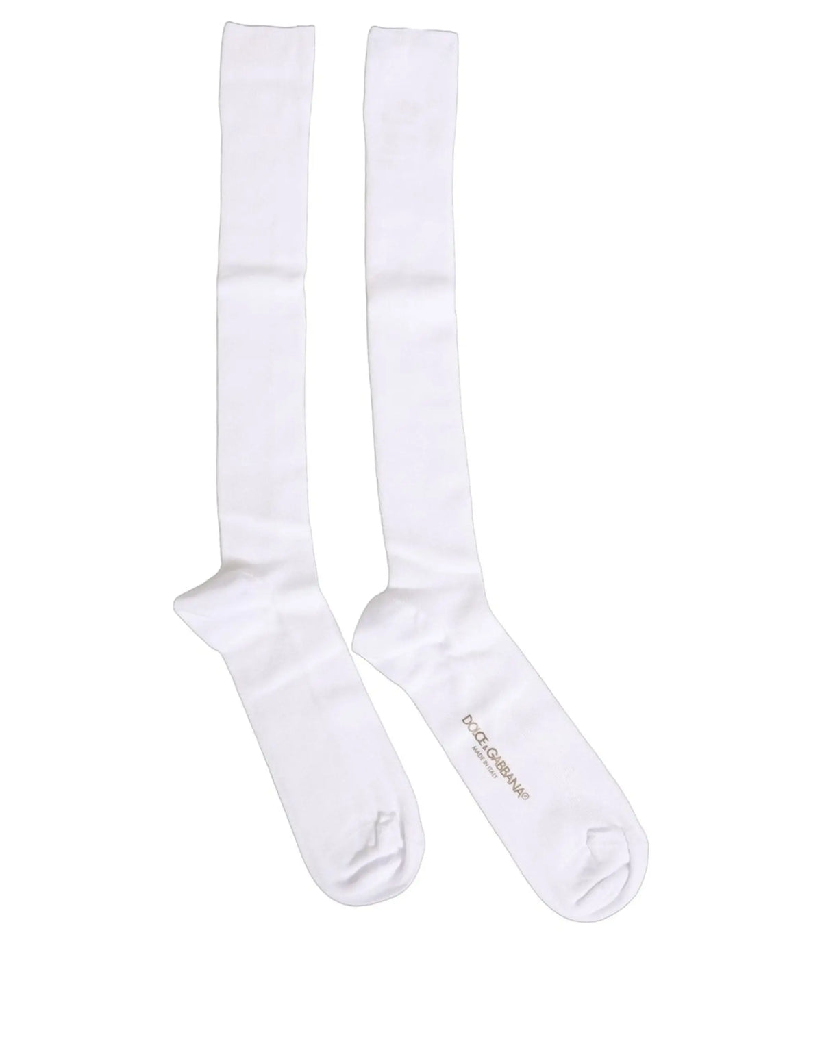 Chaussettes homme dolce & gabbana blanches en viscose, mi-mollet, logo gris brodé sur le talon, design minimaliste