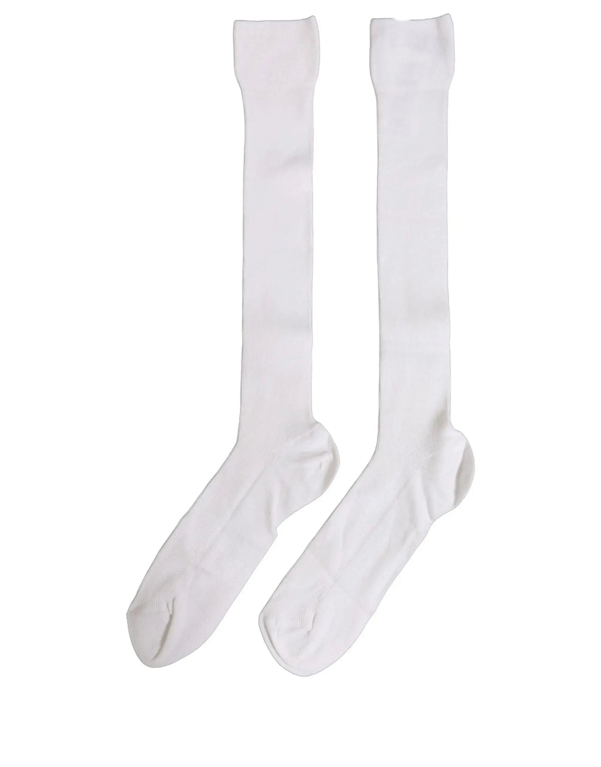 Une paire de chaussettes dolce & gabbana pour homme blanches en viscose, longues jusquau genou, texture lisse et sans coutures