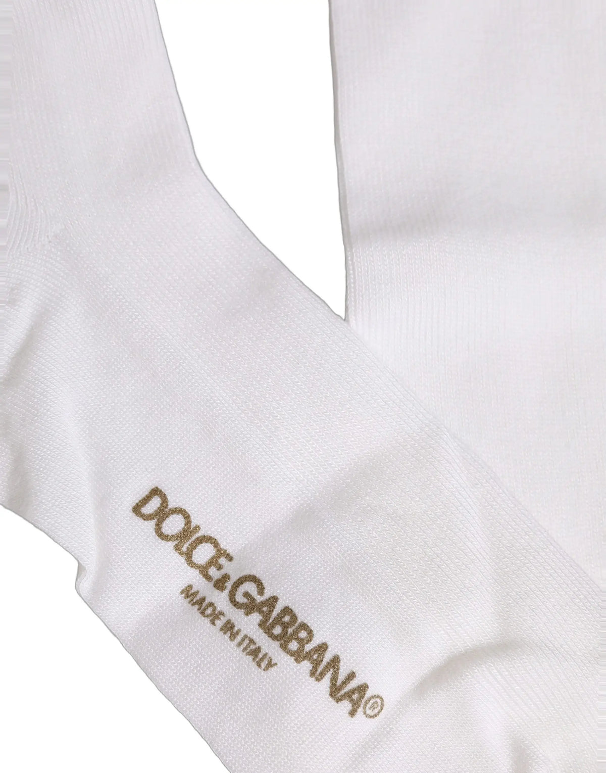 Chaussettes blanches dolce gabbana pour homme en viscose avec broderie dorée over the calf