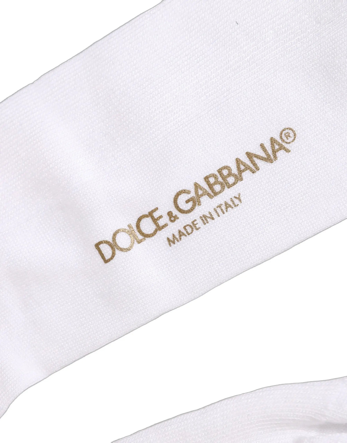 Chaussettes dolce gabbana homme blanches en viscose avec logo brodé or sur le tissu over the calf