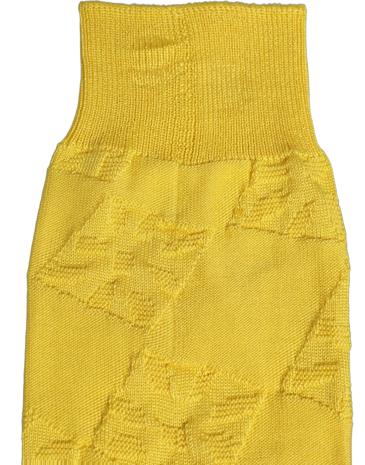 Chaussette mi-mollet jaune bright en soie 100 pour cent avec bord côte et motif géométrique dolce gabbana homme