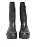 Bottes de pluie noires métalliques dolce & gabbana en caoutchouc texturé avec semelles épaisses pour homme