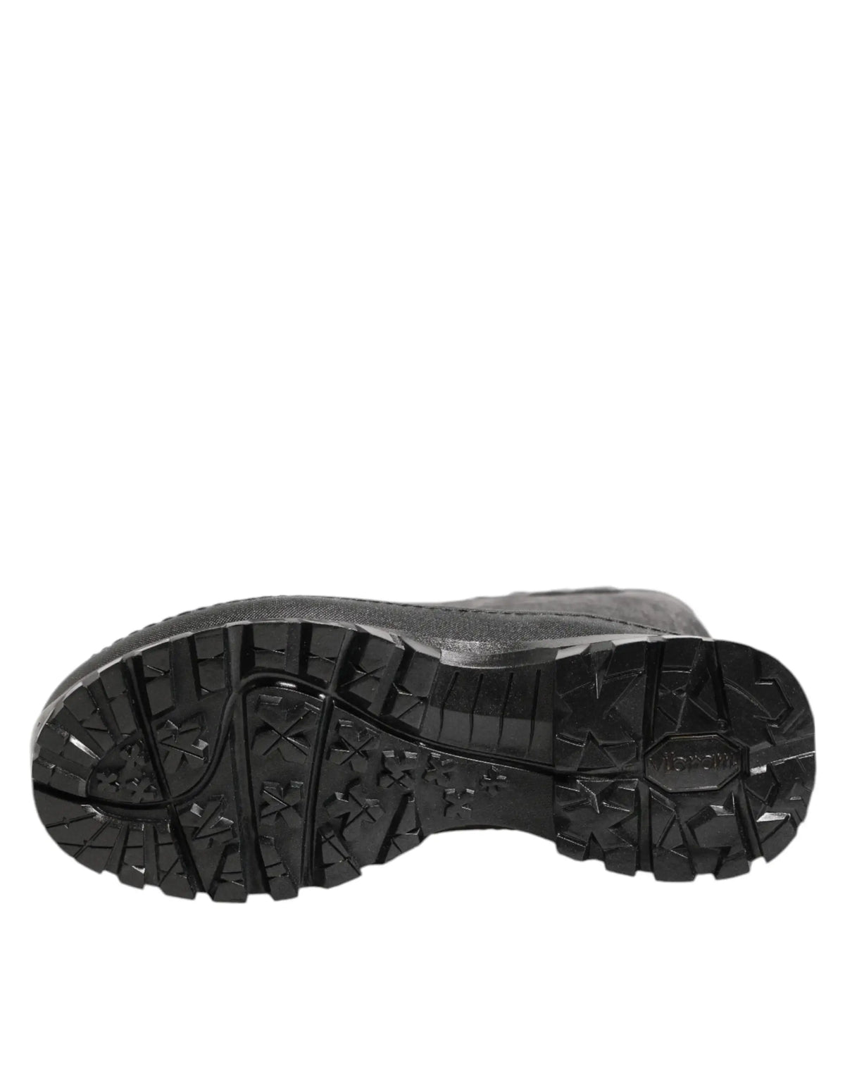 Semelle extérieure en caoutchouc noir avec motif de crampons profonds et talon renforcé sur bottes pluie métal noir Dolce & Gabbana homme