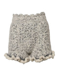 Shorts dolce & gabbana en tricot bouclé métallique beige crème en cachemire avec ourlet et taille festonnés