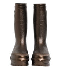 Bottes de pluie dolce & gabbana en bronze métallique avec finition texturée brillante et semelles épaisses plateforme