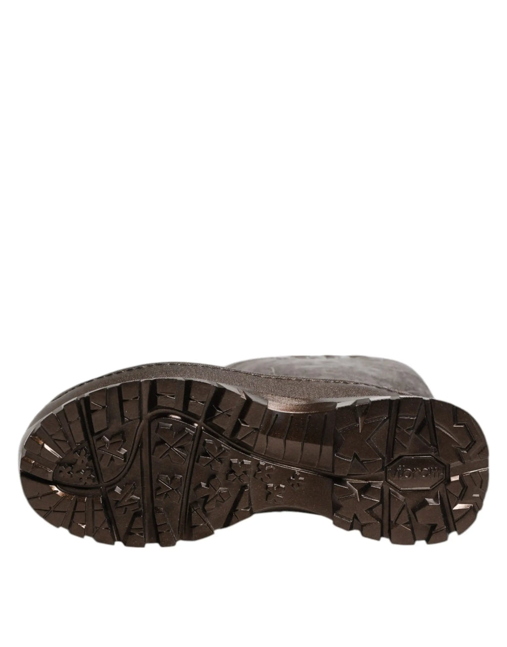 Semelle extérieure en caoutchouc brun foncé avec motif agressif et logo hotspur sur les bottes de pluie bronze métallique dolce & gabbana