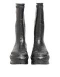 Bottes de pluie dolce & gabbana en caoutchouc noir brillant avec semelles épaisses et rainures marquées