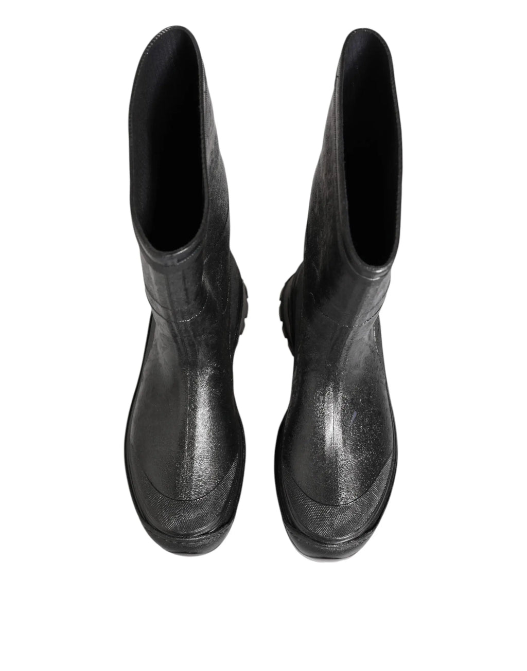Bottes de pluie dolce & gabbana gris métallisé avec finition mate et embouts renforcés en caoutchouc noir