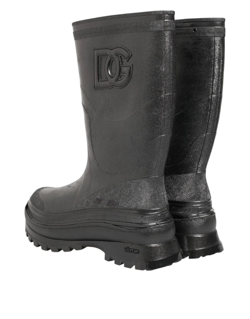 Bottes en caoutchouc noires dc shoes avec semelle texturée et logo embossé pour usage pluie