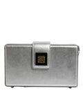Sac bandoulière dolce & gabbana dg box en cuir argent métallique avec rabat rectangulaire et fermoir doré