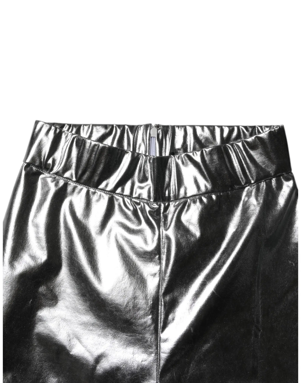 Jupe taille haute en similicuir noir brillant avec fermeture éclair centrale et taille élastique dolce gabbana