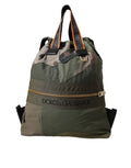 Sac à dos dolce & gabbana militaire vert en patchwork camouflage olive avec poignées noires et bordures orange