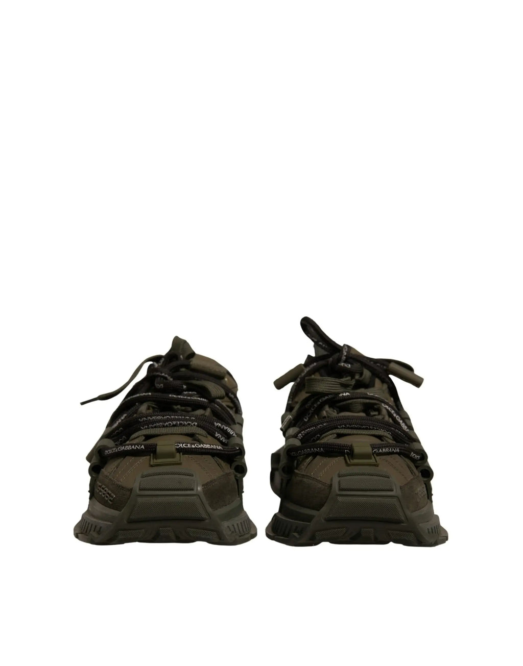 Baskets dolce & gabbana space low top vert olive avec lacets noirs et détails de marque noirs