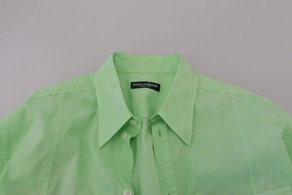Chemise homme dolce gabbana vert menthe à manches longues col classique et boutonnée en coton léger