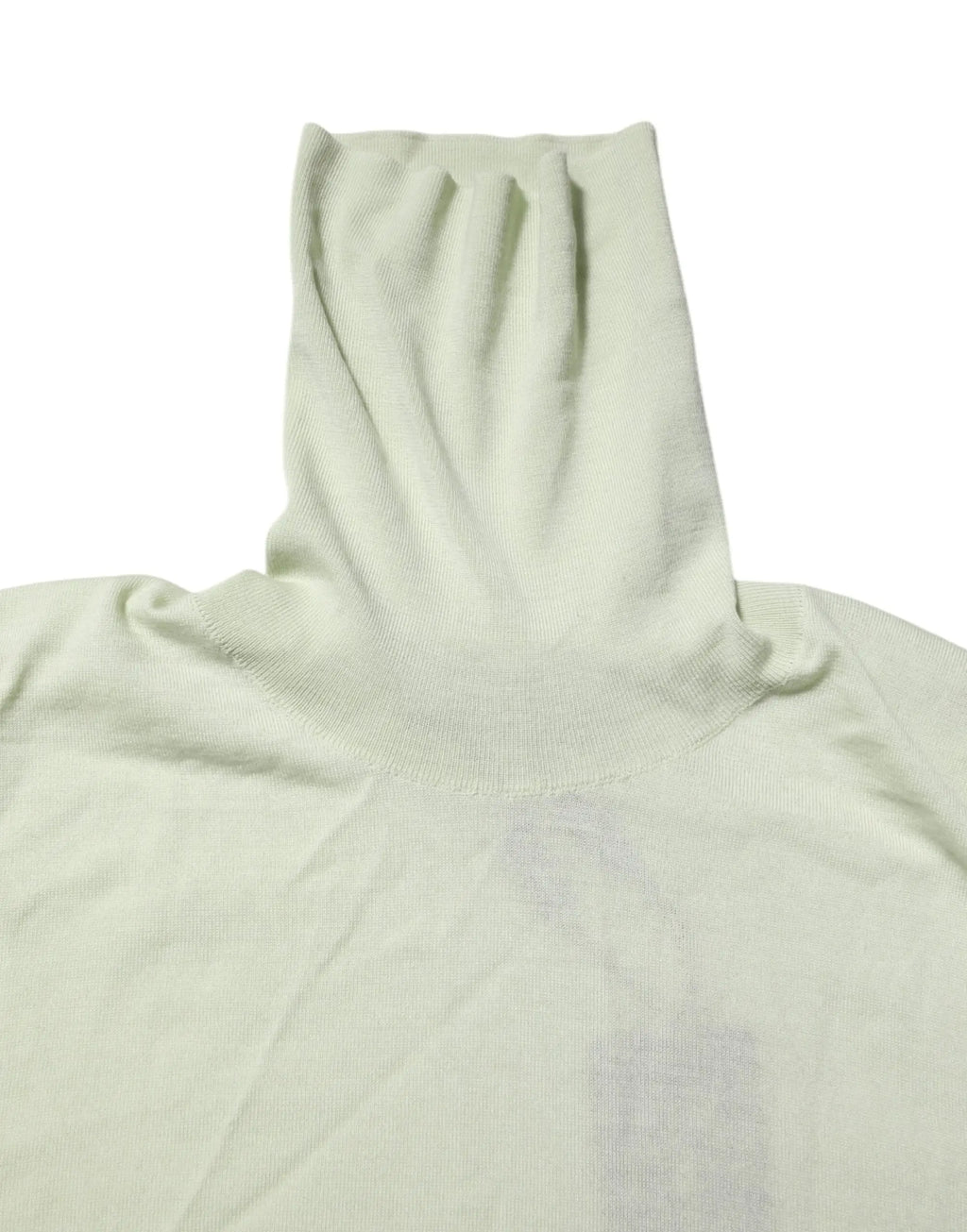 Dolce & gabbana pull col roulé en laine vert menthe doux à côtes avec col haut ajusté