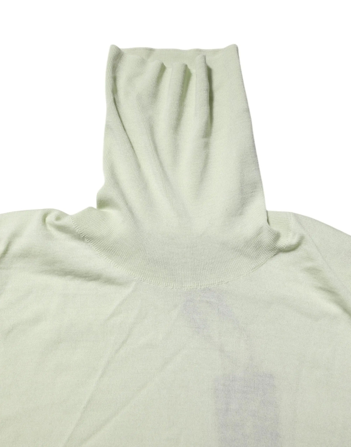 Dolce & gabbana pull col roulé en laine vert menthe doux à côtes avec col haut ajusté