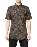 Chemise dolce & gabbana homme manches courtes à boutons camouflage marron foncé et beige en coton