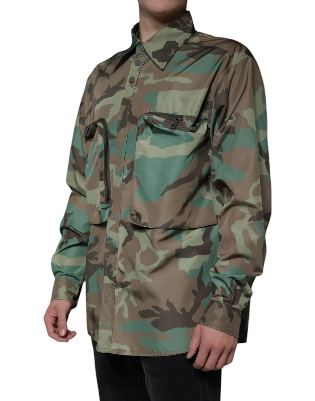 Chemise dolce & gabbana multicolore camouflage à manches longues avec boutons devant motifs verts et marron terreux