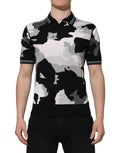 Polo à manches courtes dolce & gabbana camouflage noir et gris avec col et poignets côtelés
