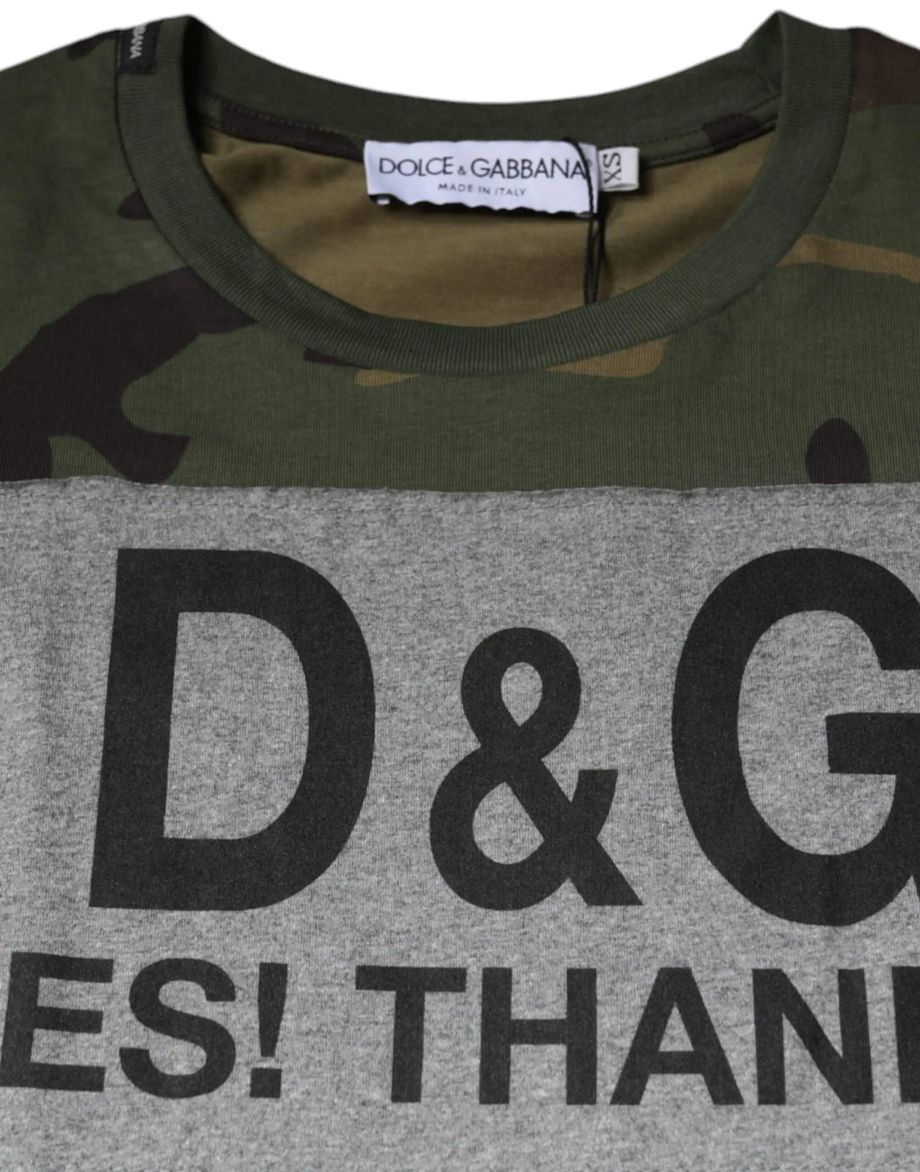 Dolce gabbana t-shirt homme en coton multicolore camouflage et gris chiné avec logo d&g noir audacieux