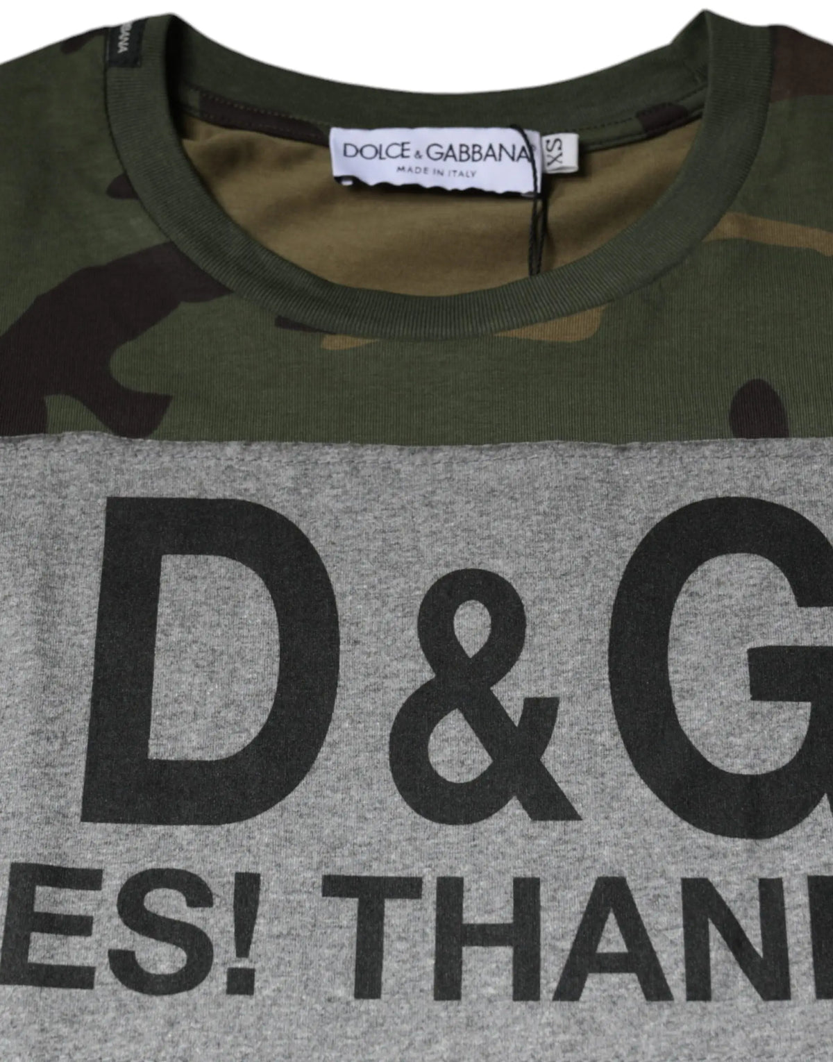 Dolce gabbana t-shirt homme en coton multicolore camouflage et gris chiné avec logo d&g noir audacieux