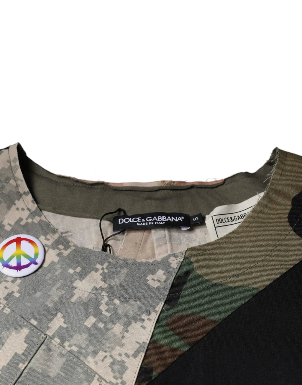 Dolce & gabbana t-shirt camouflage multicolore en coton avec motif camo militaire digital et traditionnel
