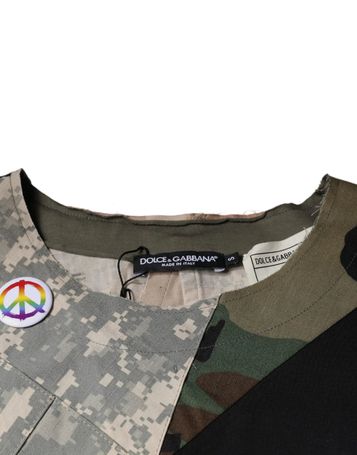 Dolce & gabbana t-shirt camouflage multicolore en coton avec motif camo militaire digital et traditionnel