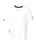 T-shirt dolce & gabbana multicolor camouflage en coton blanc avec col rond noir côtelé et détails graphiques noirs subtils aux manches
