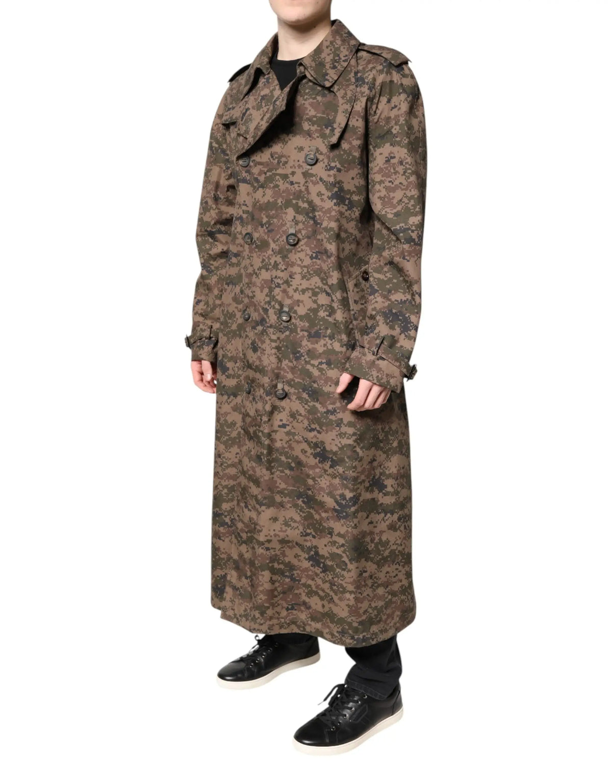 Long trench coat dolce & gabbana camouflage multicolore double boutonnage beige et gris en tissu numérique