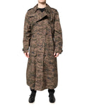 Dolce & gabbana trench coat long double breasted digital camouflage multicolor brown green textile