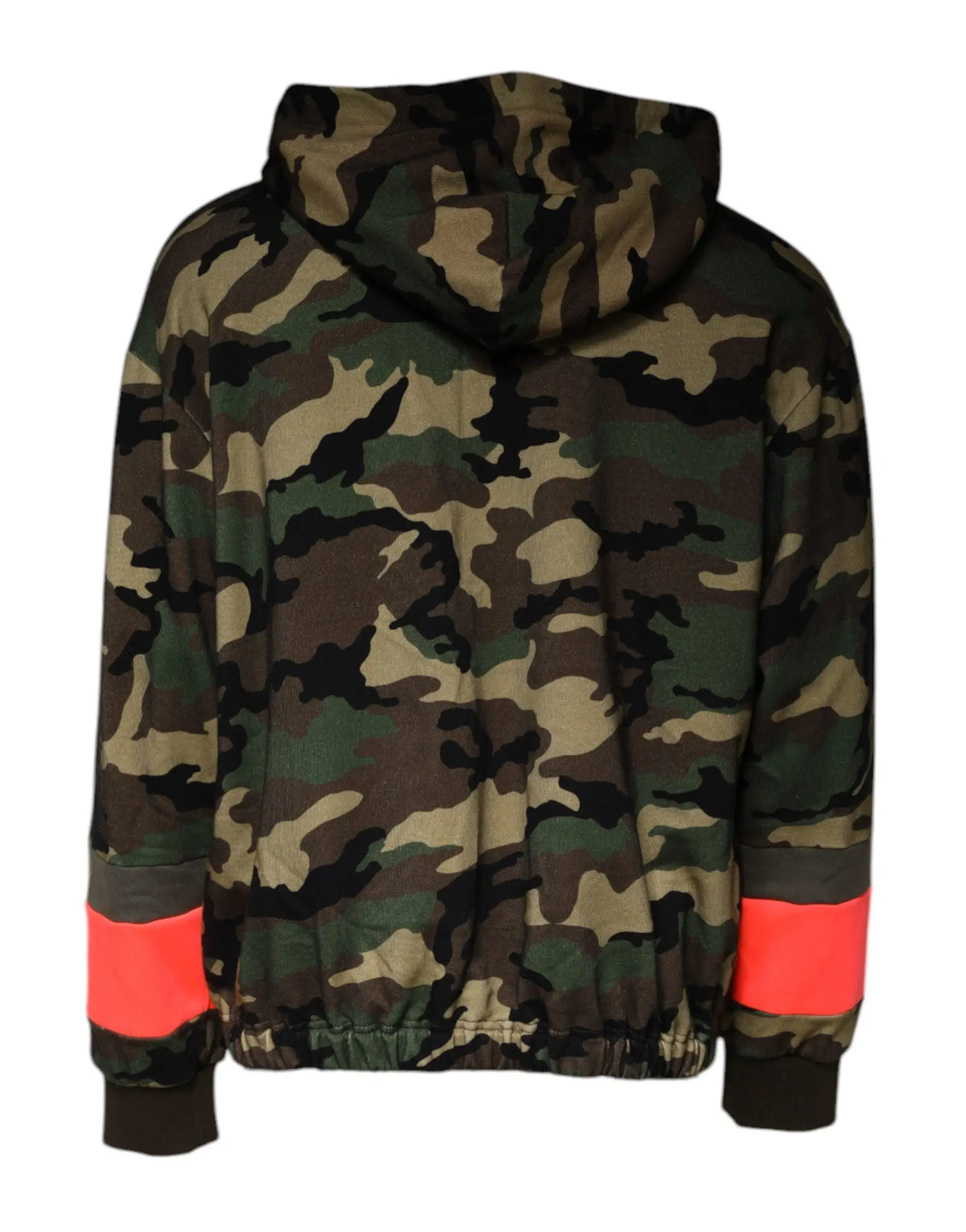Dolce & gabbana multicolor camouflage hooded sweatshirt with neon orange cuffs for men in cotton blend
