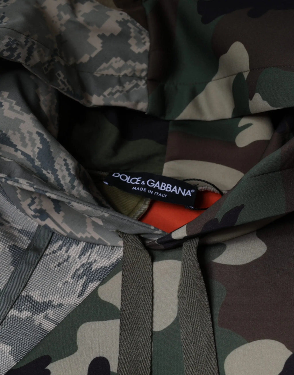 Dolce & gabbana multicolor camouflage hooded sweatshirt sweater avec motif pixel vert gris et beige en coton