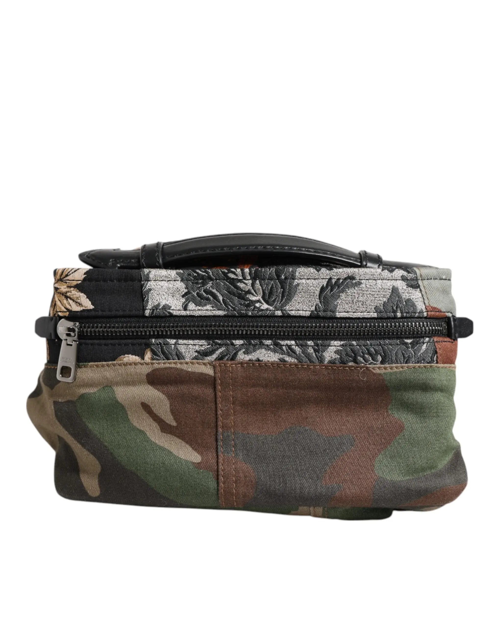 Dolce & Gabbana sac banane multicolore camouflage patchwork avec motifs floraux et anses en cuir noir