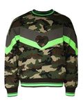 Dolce & Gabbana sweat-shirt camouflage multicolore avec accent vert néon et patch en forme de cœur sur la poitrine
