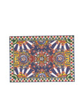 Vibrant dolce & gabbana multicolor carretto siciliano envelope post card holder with bold patterned rectangular placemat design in navy blue red gold and white