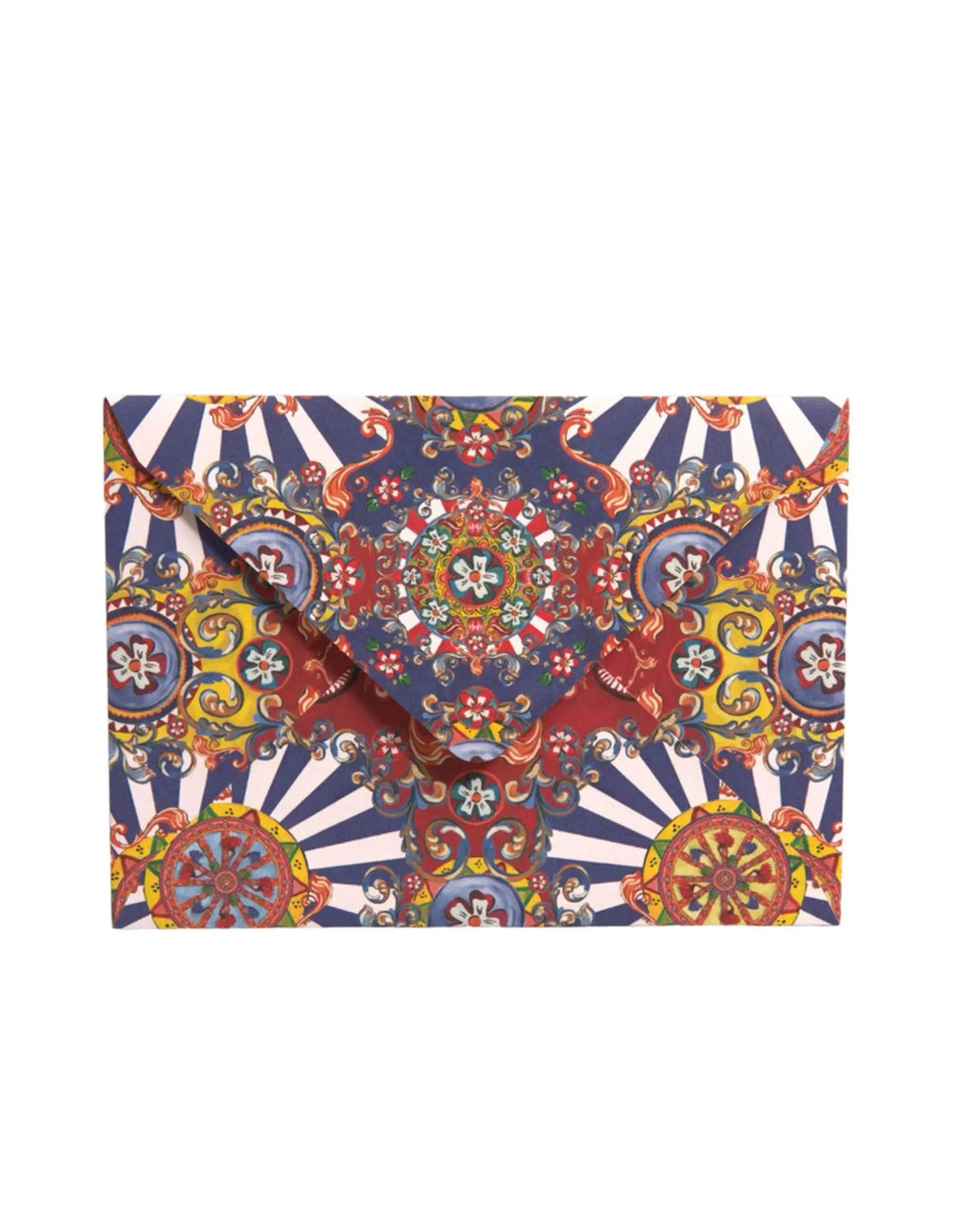 Pochette dolce gabbana multicolore avec motif mandala bleu et rouge en matière papier pour cartes postales