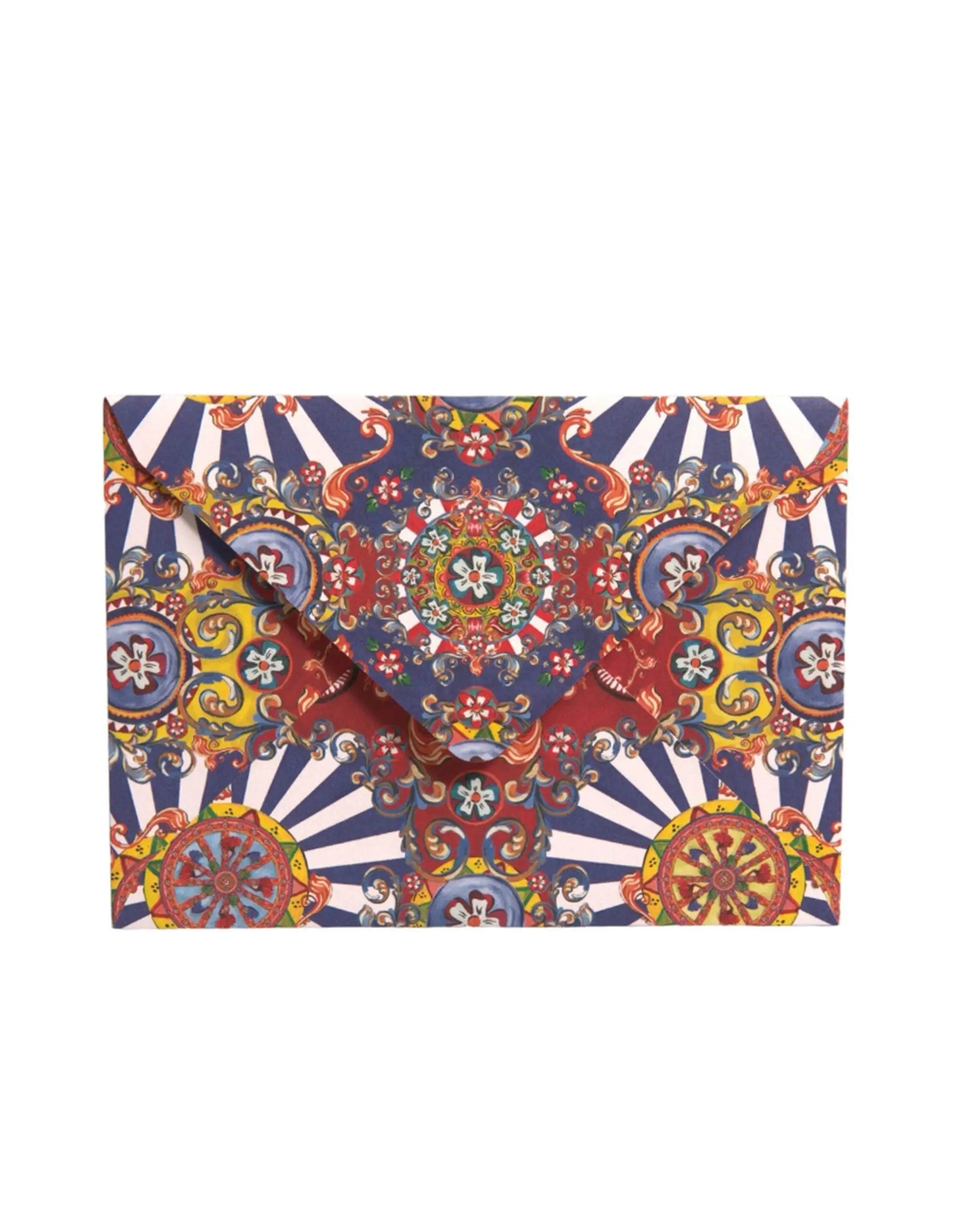 Pochette dolce gabbana multicolore avec motif mandala bleu et rouge en matière papier pour cartes postales